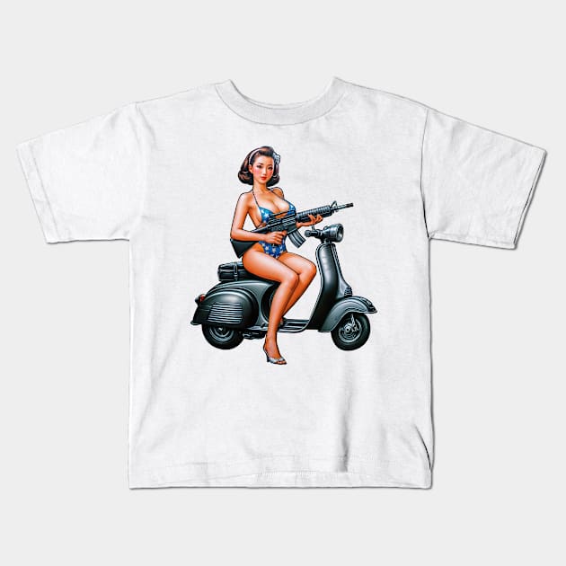 Scooter Girl Kids T-Shirt by Rawlifegraphic